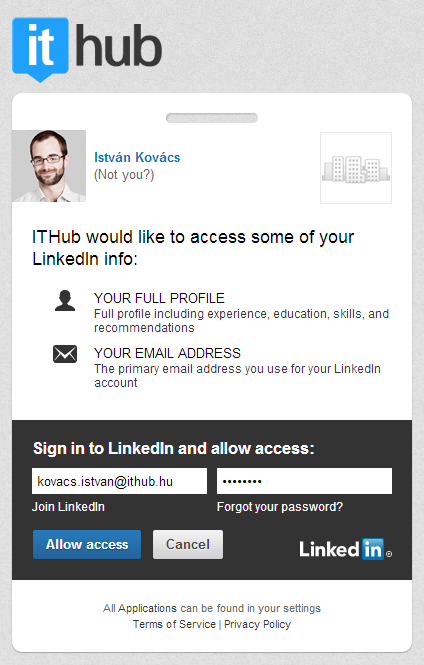 LinkedIn integráció